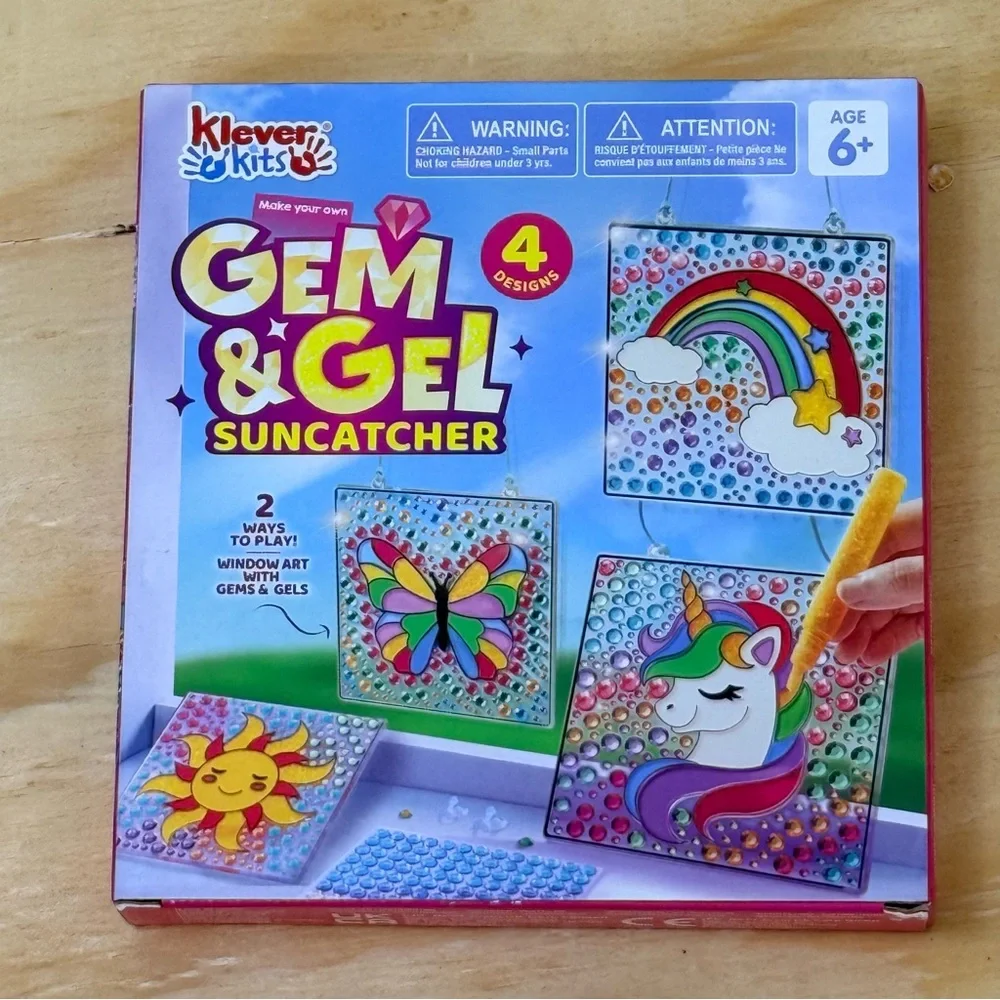 Klever Kits Gem & Gel Suncatcher Craft Kit | 4 Designs | Ages 6+ | New in Box